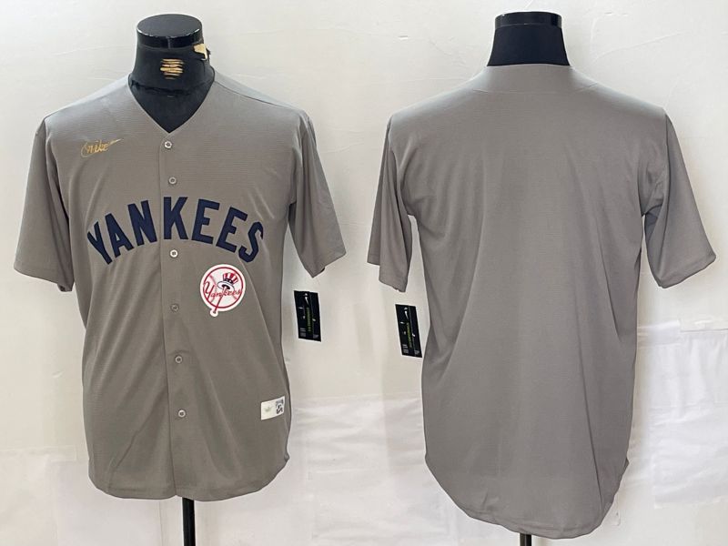 Men New York Yankees Blank Grey Throwback Nike Game 2024 MLB Jersey style 2->new york yankees->MLB Jersey